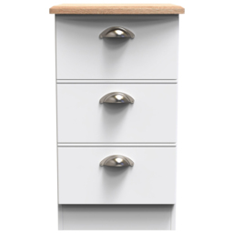 Crowndale Victoria 3 Drawer White Ash and Oak Bedside Cabinet - Wilko - thumbnail 3