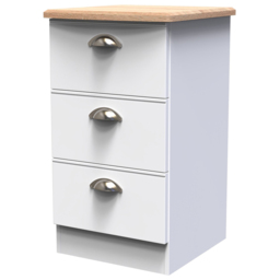 Crowndale Victoria 3 Drawer White Ash and Oak Bedside Cabinet - Wilko - thumbnail 5