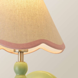 ValueLights Pink Trim Scallop Shade Green Bobbin LED Wall Light with Bulb 2 Pack - Size: 32 x 19 x 20cm - Wilko - thumbnail 6
