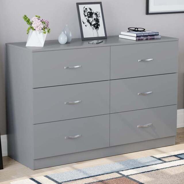 Vida Designs Riano 6 Drawer Grey Chest of Drawers with Metal Handles - Wilko - image 1