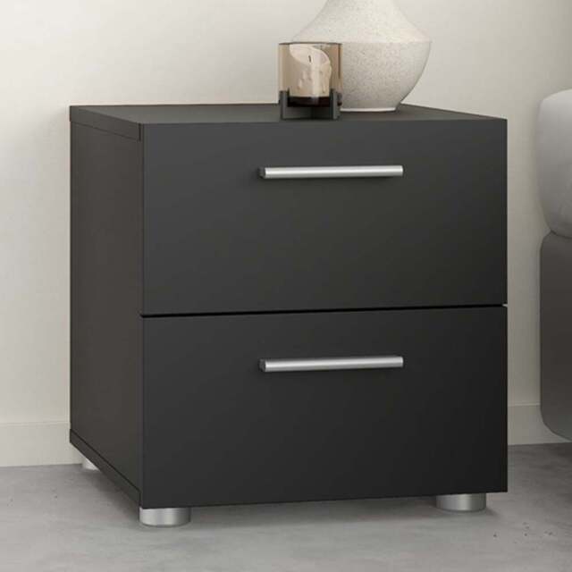 Florence 2 Drawer Black Bedside Table - Furniture to Go - Wilko - image 1