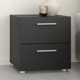 Florence 2 Drawer Black Bedside Table - Furniture to Go - Wilko - thumbnail 1