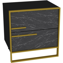 Decorotika Polka 2 Drawer Black Marble Effect and Gold Bedside Table - Wilko - thumbnail 3
