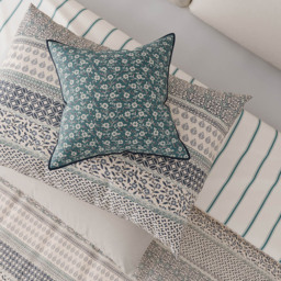 Helena Springfield Blue and Teal Folk Ditsy Cushion 45 x 45cm - Blue/Teal - Wilko - thumbnail 3