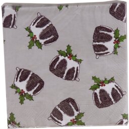 Set of 20 Christmas Pudding Napkins Multicolour - Wilko