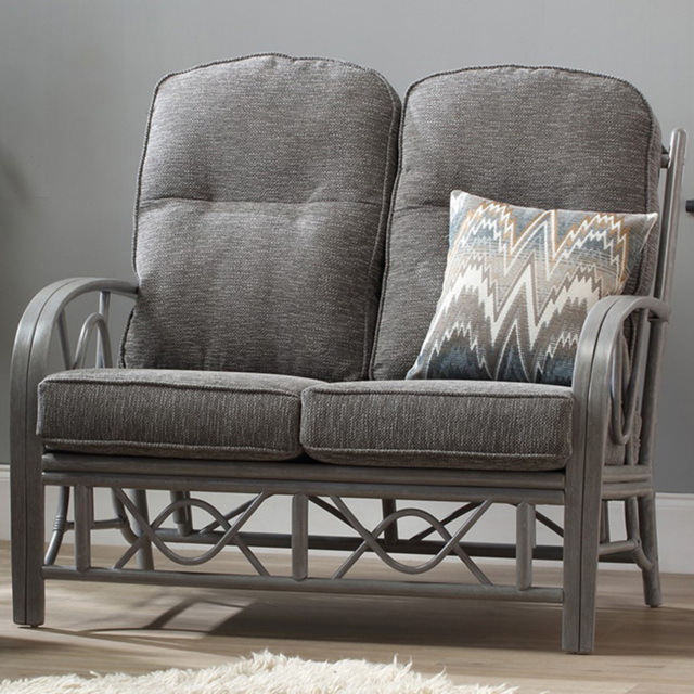 Desser Bali 2 Seater Slate Grey Fabric Natural Rattan Sofa - Wilko - image 1