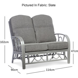 Desser Bali 2 Seater Slate Grey Fabric Natural Rattan Sofa - Wilko - thumbnail 6