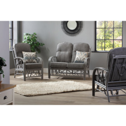 Desser Bali 2 Seater Slate Grey Fabric Natural Rattan Sofa - Wilko - thumbnail 4