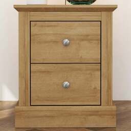 Devon 2 Drawer Oak Bedside Cabinet - Brown - LPD Home - Wilko
