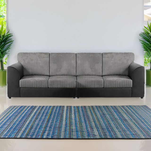 Luxor 4 Seater Black and Grey Jumbo Cord Full Back Sofa - Multi - Wilko - image 1