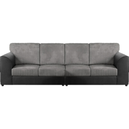 Luxor 4 Seater Black and Grey Jumbo Cord Full Back Sofa - Multi - Wilko - thumbnail 3