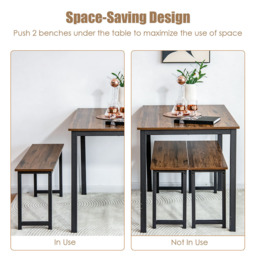 Costway 4 Seater Dining Breakfast Table Set Coffee - Brown - Wilko - thumbnail 6