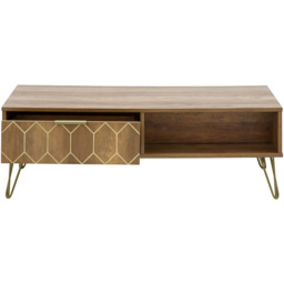GFW Orleans 2 Drawer Mango Yellow Coffee Table - Size: 59 x 95 x 37cm - Brown - Wilko - thumbnail 4