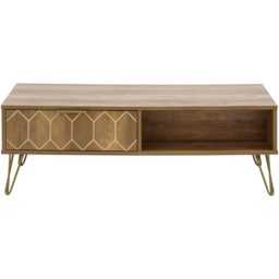 GFW Orleans 2 Drawer Mango Yellow Coffee Table - Size: 59 x 95 x 37cm - Brown - Wilko - thumbnail 3