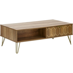 GFW Orleans 2 Drawer Mango Yellow Coffee Table - Size: 59 x 95 x 37cm - Brown - Wilko - thumbnail 5