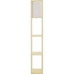 ValueLights Struttura Fabric Shade Yellow Shelving Unit Floor Lamp with Bulb - Size: 160 x 26 x 26cm - Wilko