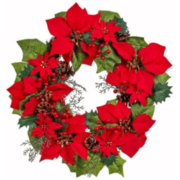 Samuel Alexander Red Poinsettia Wreath with Berries and Pinecones 40cm - Size: 40 x 40 x 40cm - Wilko - thumbnail 1