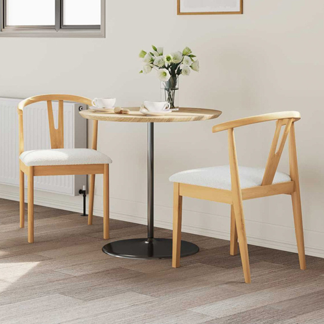 vidaXL Set of 2 Natural and White Rubberwood Dining Chairs - Brown - Wilko - image 1