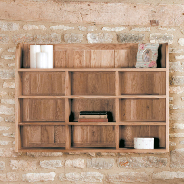 Baumhaus Mobel 10 Compartment Oak Reversible Wall Rack - Brown - Wilko - image 1