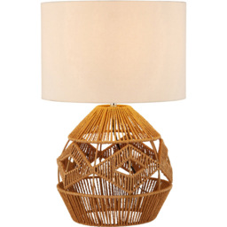 Lighting Collection Laird Rattan Table Lamp - Size: 36 x 33 x 33cm - Natural and White - Wilko - thumbnail 4