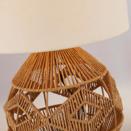 Lighting Collection Laird Rattan Table Lamp - Size: 36 x 33 x 33cm - Natural and White - Wilko - thumbnail 5
