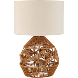 Lighting Collection Laird Rattan Table Lamp - Size: 36 x 33 x 33cm - Natural and White - Wilko