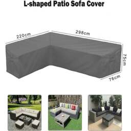 Gr8 Garden L Shaped Heavy Duty Waterproof Patio Furniture Cover - Size: 220 x 298 x 75cm - Grey - Wilko - thumbnail 6
