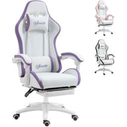 Portland Purple PU Leather Recliner Gaming Chair - Size: 65 x 65 x 129cm - Wilko - thumbnail 3