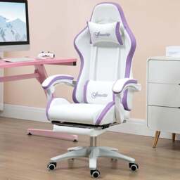 Portland Purple PU Leather Recliner Gaming Chair - Size: 65 x 65 x 129cm - Wilko