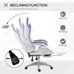 Portland Purple PU Leather Recliner Gaming Chair - Size: 65 x 65 x 129cm - Wilko - thumbnail 6