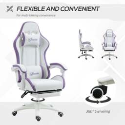 Portland Purple PU Leather Recliner Gaming Chair - Size: 65 x 65 x 129cm - Wilko - thumbnail 5