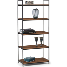 Julian Bowen Tribeca 5 Shelves Walnut Tall Bookcase - Size: 5 Shelf - Black - Wilko - thumbnail 4