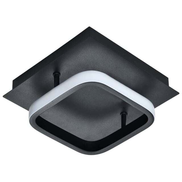 Happy Homewares Matte Black Square Strip LED Ceiling Lighting Fitting - Size: 8 x 19 x 19cm - Wilko - image 1