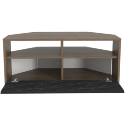 Decorotika Comero 2 Shelf 2 Door White and Black Marble Effect Corner TV Unit - Size: 47 x 100 x 45cm - Grey - Wilko - thumbnail 6