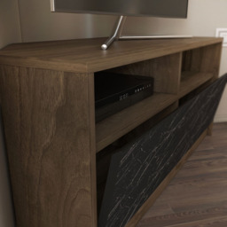 Decorotika Comero 2 Shelf 2 Door White and Black Marble Effect Corner TV Unit - Size: 47 x 100 x 45cm - Grey - Wilko - thumbnail 5
