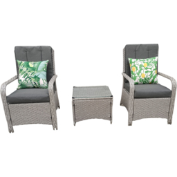 Outdoor Living Leigh 2 Seater Natural Wicker Rattan Bistro Set with Outdoor Cushion - Grey - Wilko - thumbnail 4