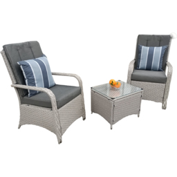 Outdoor Living Leigh 2 Seater Natural Wicker Rattan Bistro Set with Outdoor Cushion - Grey - Wilko - thumbnail 7
