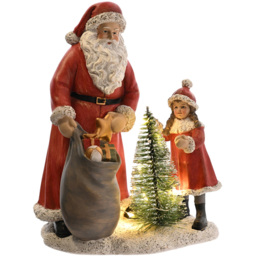 The Seasonal Gift Co Regal Tidings LED Santa and Child Scene Figurine Christmas Decoration 19cm - Size: 19 x 15 x 9cm - Red - The Seasonal Gift Co. - - thumbnail 4