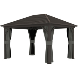 Outsunny 3.6 x 3m Dark Grey Metal Hard Top Gazebo with Screened Curtain - Wilko - thumbnail 3
