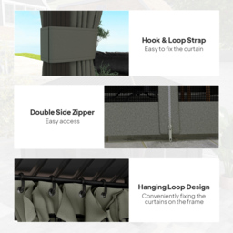Outsunny 3.6 x 3m Dark Grey Metal Hard Top Gazebo with Screened Curtain - Wilko - thumbnail 7