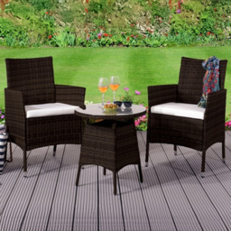 Brooklyn 2 Seater Rattan Bistro Set with Cover Brown - Wilko