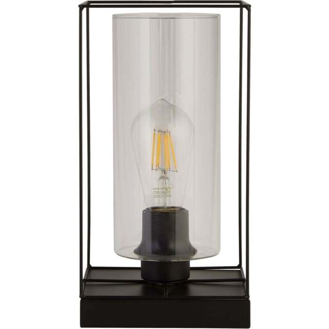 Lighting Collection Black Frame Table Lamp with Clear Inner Glass - Size: 28.5 x 15 x 15cm - Wilko - image 1