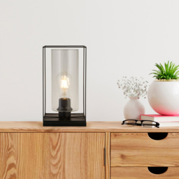 Lighting Collection Black Frame Table Lamp with Clear Inner Glass - Size: 28.5 x 15 x 15cm - Wilko - thumbnail 3