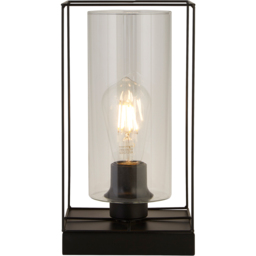 Lighting Collection Black Frame Table Lamp with Clear Inner Glass - Size: 28.5 x 15 x 15cm - Wilko - thumbnail 4