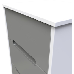 Crowndale Monaco 3 Drawer Grey Gloss and White Bedside Cabinet Ready Assembled - Grey Gloss & White - Wilko - thumbnail 6