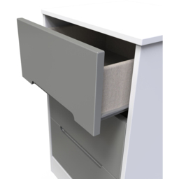 Crowndale Monaco 3 Drawer Grey Gloss and White Bedside Cabinet Ready Assembled - Grey Gloss & White - Wilko - thumbnail 7