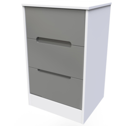 Crowndale Monaco 3 Drawer Grey Gloss and White Bedside Cabinet Ready Assembled - Grey Gloss & White - Wilko - thumbnail 4