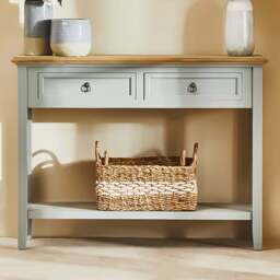 Premier Housewares Henley 2 Drawer Antique Grey Console Table - Size: 99 x 34 x 75cm - Interiors by Premier - Wilko