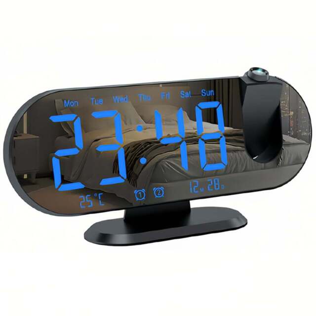 Jaoyeh Trading Blue Font LED Smart Projection Clock - Size: 5.2 x 10 x 20.8cm - Wilko - image 1