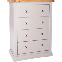 Cabinet Bits Loreo 4 Drawer Light Grey Chrome Knob Chest of Drawers - Wilko - thumbnail 3